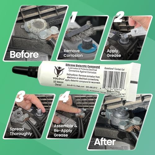 YOLOtek Veteran Owned - Silicone Dielectric Grease 10g - Automotive/Marine Grease and Seals for Spark Plugs, Battery Terminals & Electrical Connectors