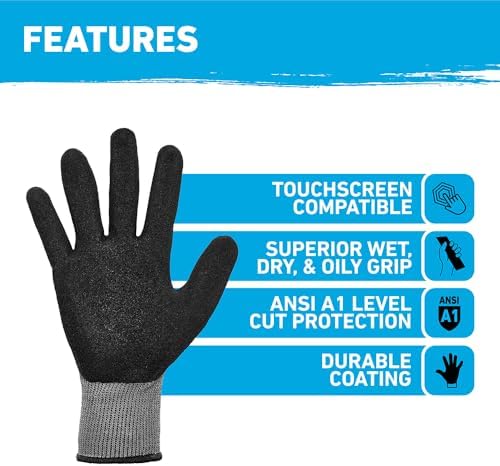 Gorilla Grip Precision Grip Work Gloves, Small, 1 Pair, Gray