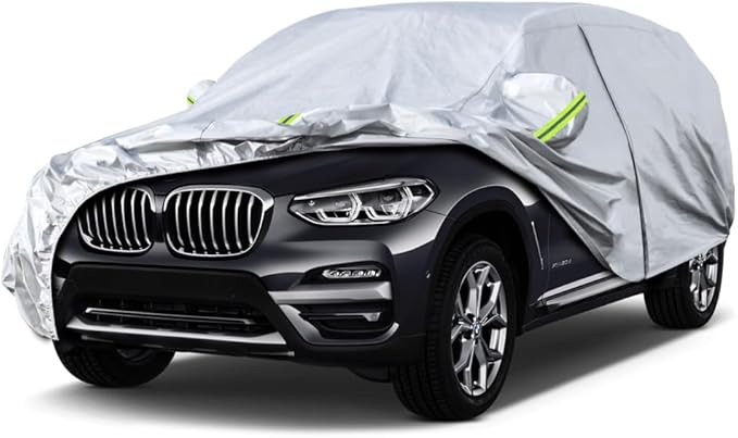 Koukou SUV Car Cover Custom Fit BMW X3/X3 M from 2003 to 2025, Waterproof Car Cover All Weather for Automobiles Outdoor Indoor with Zipper Door, Sun Rain Dust Snow Protection.