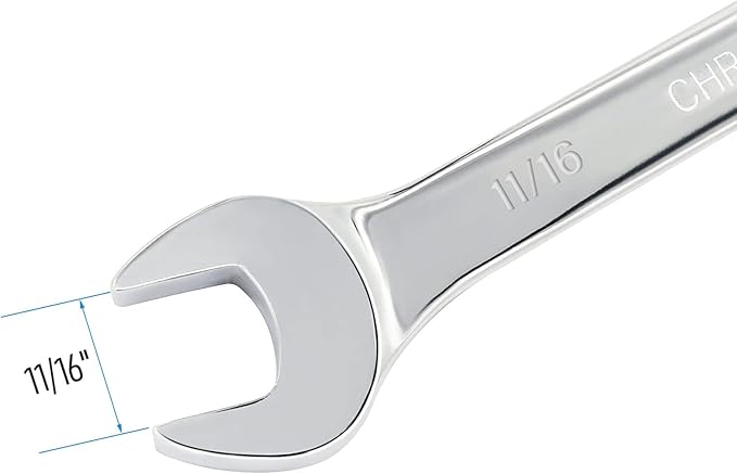11/16 Inch Ratcheting Combination Wrench SAE 72 Teeth 12 Point Ratchet Box Ended and Open End Spanner Tools for Tight Space, Heat-Treated CR-V