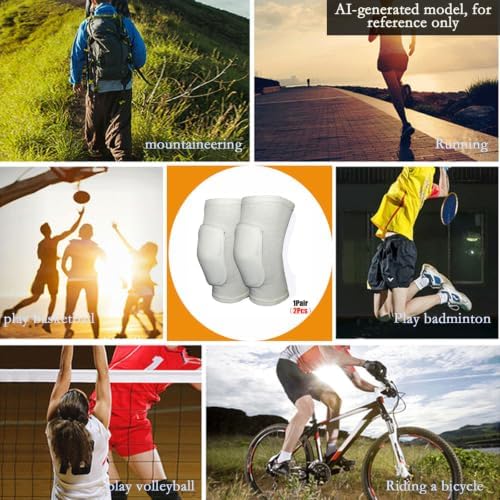 Anti slip sponge, soft and breathable men's, women's, girls', and children's White knee pads suitable for sports scenes such as volleyball, football, dance, yoga, wrestling, running, cycling, etc (White, X-Small)