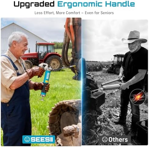 Seesii Upgraded 8000 PSI Grease Gun Kit, Quick-Release Coupler, 90° Adapter