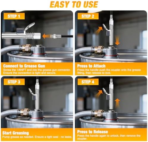 GOOACC Grease Gun Coupler 12000 PSI Quick Release and Locking Grease Gun Tips 6 Jaws, Compatible with 1/8" NPT Mini Small Grease Guns Single Handle Grease Fittings for Automotive Farm Easy Lubrication