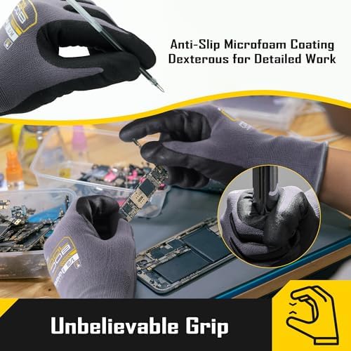 COOLJOB 12 Pairs Safety Work Gloves, Microfoam Nitrile Rubber Coated