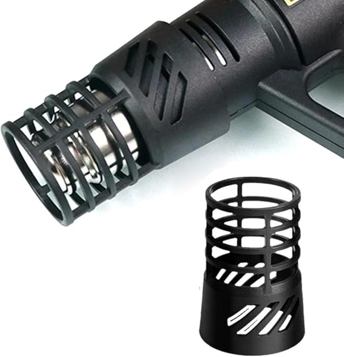 Heat Gun Hot Nozzle Guard Holder with 2 Small Vinyl Scraper Squeegee Heat Resistant Protective Case Shield Cover for Heat Gun Air Nozzles Kits Mouth Tips Attachment Heavy Duty Hot Air Gun Tool