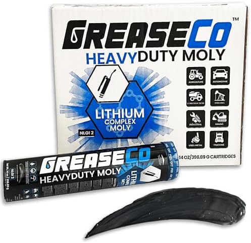 HeavyDuty Moly Grease Tubes, 10 Cartridges for Grease Gun | Axle | Ball and Joint | 5th Wheel | 3% Molybdenum | Automotive | Tractor | CV Joint | Spline | Lithium EP Cartridges | NLGI 2