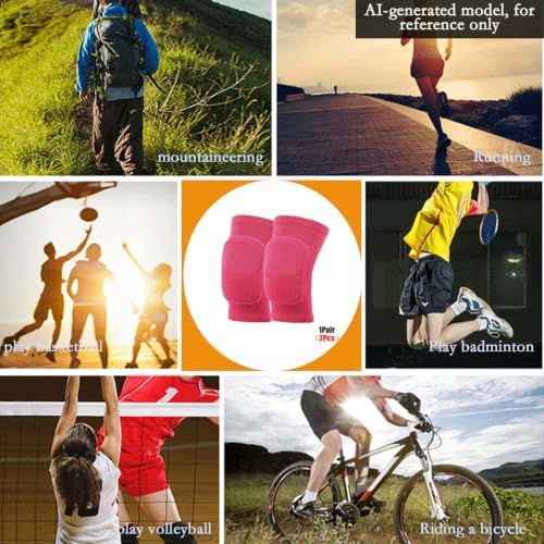 Anti slip sponge, soft and breathable men's, women's, girls', and children's red knee pads suitable for sports scenes such as volleyball, football, dance, yoga, wrestling, running, cycling, etc (red, Medium)