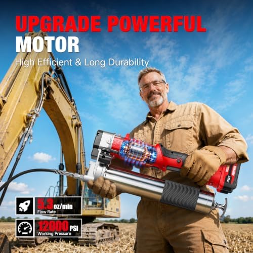 Alloyman 2-in-1 Cordless Grease Gun Kit, Upgraded 12000 PSI,2*4.0Ah battery