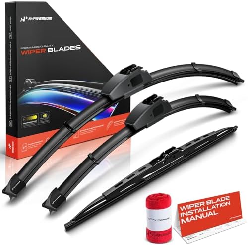 A-Premium 21"+18"+15" Windshield Wiper Blades with Wear Indicator & Towel
