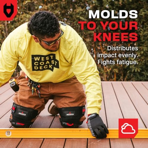NoCry Professional Knee Pads for Work for Men — Adjustable Thigh and Shin Straps, Heavy-Duty Shell, and Thick Foam & Gel Cushioning — Ideal for Construction and Gardening