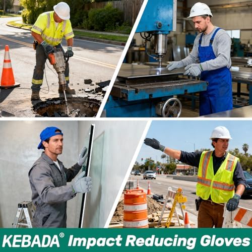 Kebada Impact Protection Gloves, ANSI A2 Cut Resistant, 1/3 Pairs
