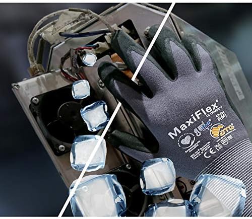 MaxiFlex 34-874 Seamless Knit Nylon Glove with Nitrile Coated Micro-Foam Grip on Palm and Fingers Gray/Black Dozen