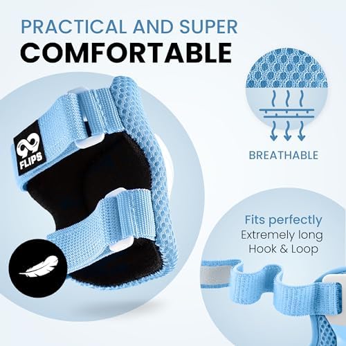 99FLIPS Knee Pads for Kids 3-12 Years [6pc] - Skating Protective Gear