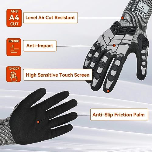 Safety Work Gloves,Impact Gloves for Men Women,Cut Resistant