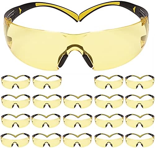 3M Safety Glasses, SecureFit, Scotchgard Amber Lens, Yellow/Black Frame