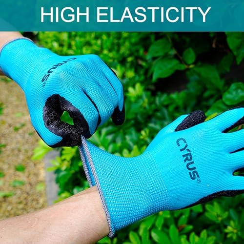 CYRUS 2 Pairs Nitrile Gardening Gloves for Women＆Men, Thorn-Proof Garden Gloves,Work for Weeding, Digging, Pruning