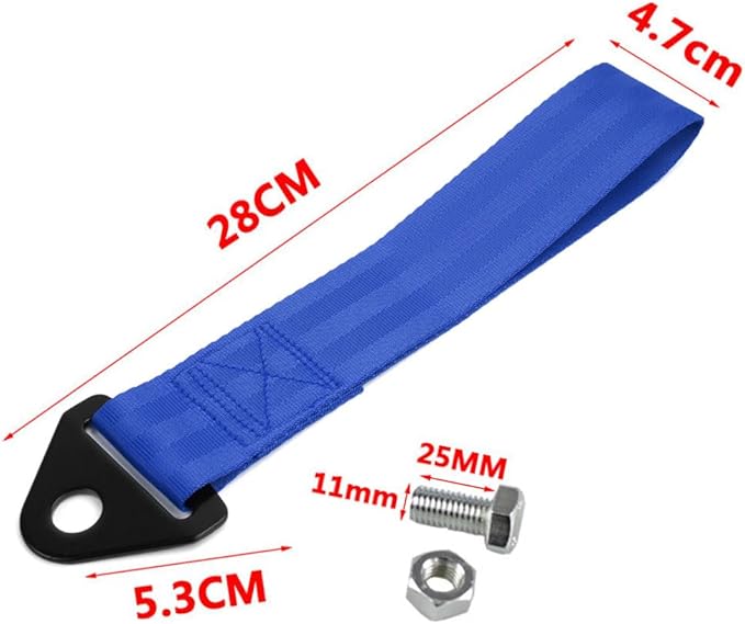 RASTP Racing Tow Strap, Car Modification Sports Trailer Belt Fit for Front or Rear Front Bumper Decorative (Blue)