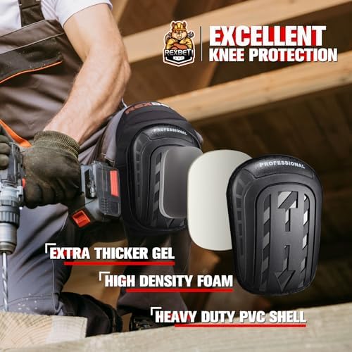 REXBETI Knee Pads for Men, Anti-slip Construction Gel Knee Pads for Work