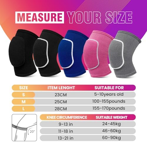 Volleyball Knee Pads,Knee Pads for Women,Men,Kids,Girls,Knee Brace for Basketball Volleyball Football Dance Yoga Tennis Running Cycling Workout Climbing (Black, Large)