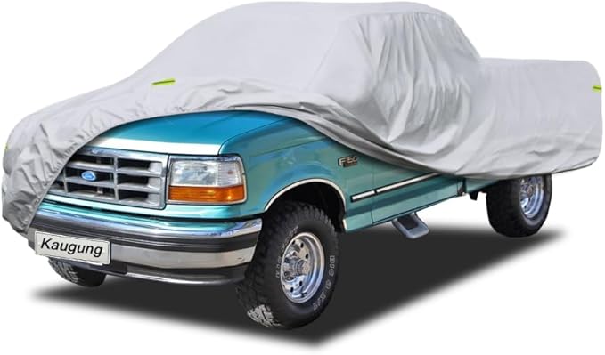 Kaugung 6 Layers Truck Cover Waterproof Custom Fit Ford F150 Regular Cab 6.5ft Bed from 1990 to 2003, 6 Layers Heavyweight Pickup Car Cover Outdoor Indoor Sun UV Rain Snow Wind Protection.