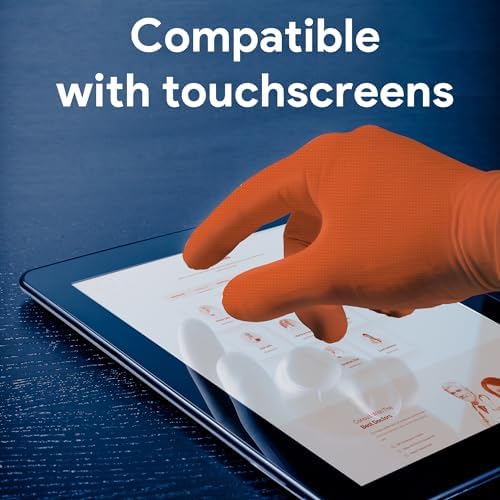 WECARE 8 Mil Nitrile Gloves - Heavy Duty Mechanic Gloves, with Diamond Grip - Powder and Latex Free Disposable Gloves