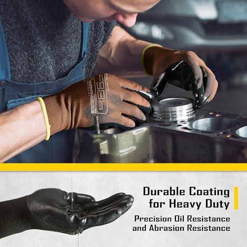 COOLJOB 10/20 Pair Safety Work Gloves for Men Women Non-slip, Nitrile Rubber Coated Working Garden Yard Gloves Bulk with Grip