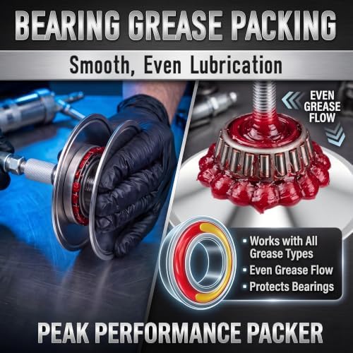 Bearing Packer, Wheel Bearing Grease Packer Tool, Fast & Mess Free Greasing, Heavy Duty Design, Fits Automotive, Trailer, ATV & Mower Bearings(Metal,Canister Style)