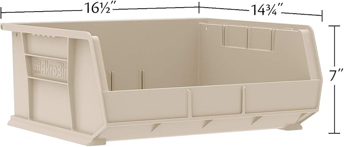 Akro-Mils 30250 AkroBins Plastic Storage Bins, Space-Saving Stackable Bins for Garage, Pantry, Craft Organization, 15" x 16" x 7", Blue, 6-Pack