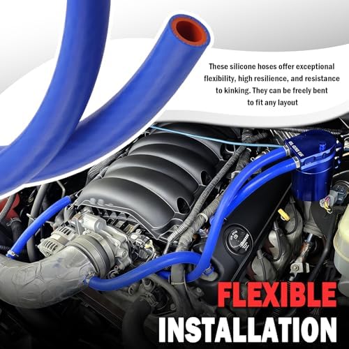 5Ft x 1/2" ID Silicone Heater Hose,Reinforced High Temp Silicone Hose Kit with 5 Clamps,Flexible Coolant Radiator Vacuum Line for Engine Coolant/Antifreeze/Air/Water