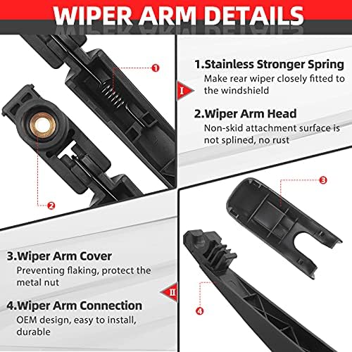 OTUAYAUTO Rear Windshield Wiper Arm and Blade - Replacement for Toyota RAV4 2000-2012, Matrix 2003-2008 OE:85242-12090
