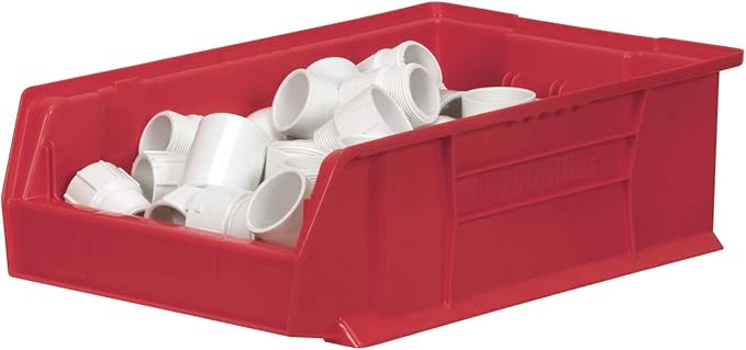 Akro-Mils 30280 Super-Size AkroBins Plastic Storage Bins, Space-Saving Stackable Bins for Garage, Classroom, Warehouse Organization, 20" L x 12" W x 6" H, Clear, 4-Pack