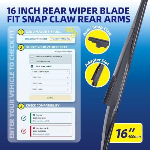 5 PLUS® 16 Inch Rear Windshield Wiper Blade - Original Quality,Quiet Wiping
