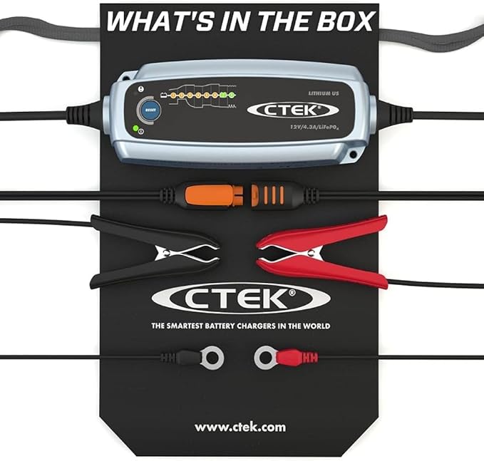 CTEK 56-926 Lithium US | Fully Automatic Lithium Ion Phosphate LiFePO4 Battery Charger | 5.0Ah - 60Ah | Maintenance Charging up to 120Ah