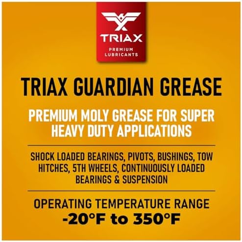 TRIAX Guardian Heavy Duty Grease with Moly, True Multi Purpose, Wheel Bearings, Shock Loaded Components, Extremely Tacky, Zero Separation (2 Pack - 14 Ounce Tubes)