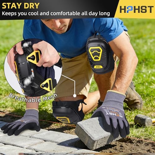 Professional Heavy-Duty Work Knee Pads with Gel & Foam Cushion – Slip-Resistant Support for Construction, Flooring, and Gardening (Yellow)