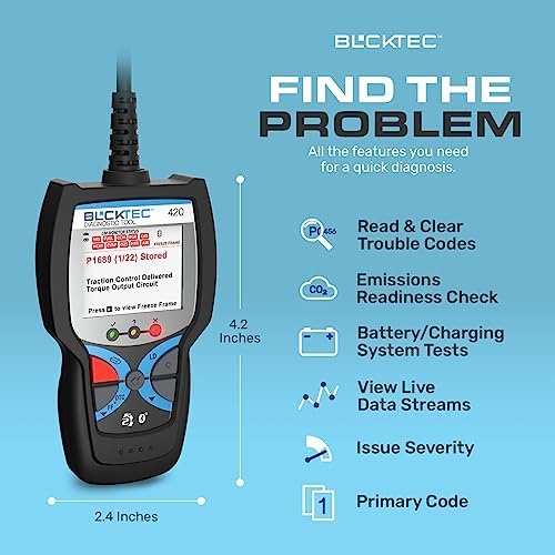 BLCKTEC 420 Bluetooth OBD2 Scanner Diagnostic Tool - Vehicle Code Reader for Car - Clears Check Engine Light - Comes with Premium OBD App On IOS & Android - Works For All Cars 1996 & Newer (Pack of 3)