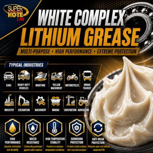 Lithium Complex Grease | Lubricant | Superkote 2000 Multipurpose | NLGI 2 | EP | High Temp | Automotive | Construction | Industry | Gear | Wheel Bearing | Axle | Bike | White | 114 gr Squeeze Tube