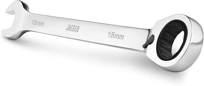 Jaeger 15 mm Reversible TIGHTSPOT 12-Point Ratcheting Combination Wrench, Tight Spaces, 90-Tooth