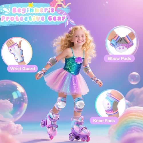 Girls Knee Pads for Kids, Toddler Knee and Elbow Pads Set
