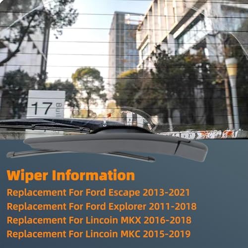Rear Wiper Arm and Blade Set Replacement for Ford Escape 2013-2018, Explorer 2011-2018, Lincon Mkx 2016-2018 Rear Window Back Wiper Arm Blade Replaces Part Number BB5Z17528A, BB5Z17C526A, BB5Z17526C