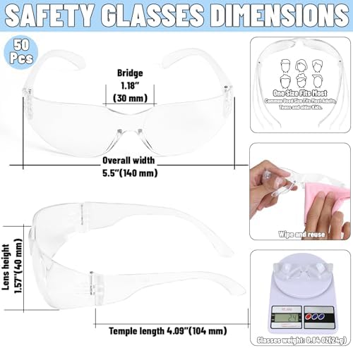 50 PCS Safety Glasses for Men Women, ANSI Z87.1 Eye Protection Glasses