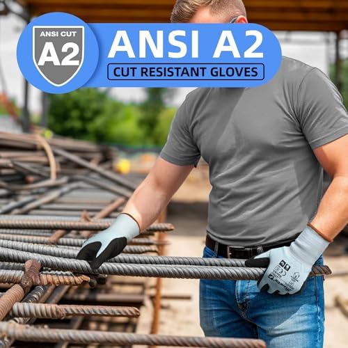 Schwer 12 Pairs ANSI A2 Cut Resistant Work Gloves for Safety Work，LT5627，M