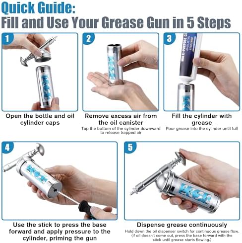Mini Grease Gun with Bicycle Grease, Small Lubricant Gun with Nozzle