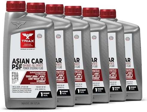TRIAX Asian Car PSF Hydraulic & Electric Full Synthetic OEM Grade Power Steering Fluid | Compatible with Honda, Acura, Toyota, Lexus, Nissan, Infiniti, Mazda, Hyundai, Kia & More (6 Quart Pack)