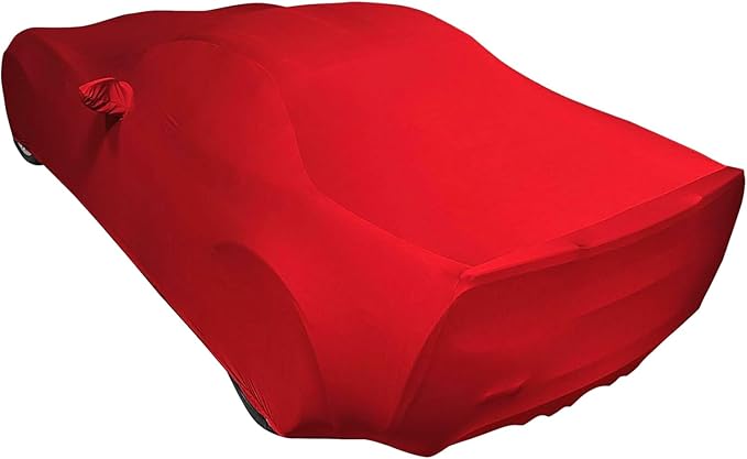 SR1 USA C6 Corvette Indoor Car Cover - Custom Fit Ultraguard Stretch Satin - Dust Proof Full Cover - The Ultimate High End Fit for 2005-2013 Base, Grand Sport, ZR1, Z06 Corvettes (Red)