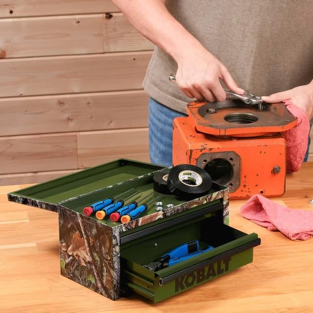 Mini 2-Drawer Steel Tool Box Green Camo