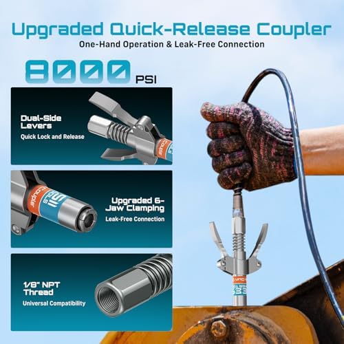Seesii Grease Gun Accessory Kit for Easy Greasing Narrow & Tight Spaces
