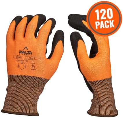 Malta Dynamics Safety Work Gloves – Nitrile Coated Ultra-Thin Work Gloves w/Cut Level A2 Protection, Touch Screen, OSHA/ANSI