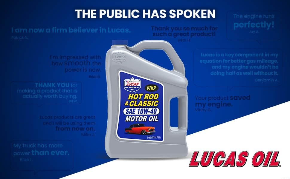 Lucas Oil 10683 Hot Rod & Classic Car SAE 10W-40 Motor Oil - 5 Quart