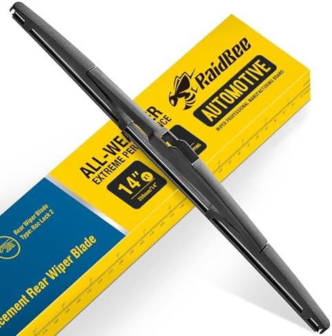 Raidbee® 14 inch Silicone Rear Wiper Blade Replacement for Jeep Cherokee 2022-2014,Hyundai Santa Fe 12-07 Tucson 2021-2016 Accent 11-07,Toyota CHR 22-18 Back Windshield Wiper Blade (14-A)